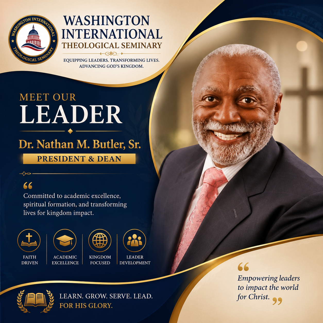 Dr. Nathan M. Butler, Sr., President and Dean of Washington International Theological Seminary