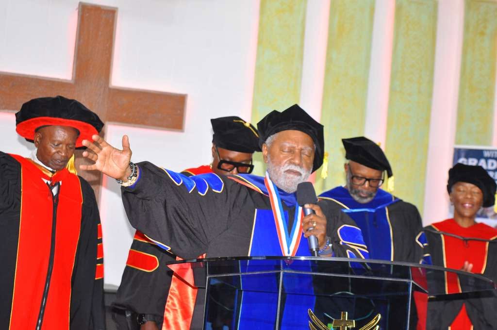 Seminary leaders during a commencement address