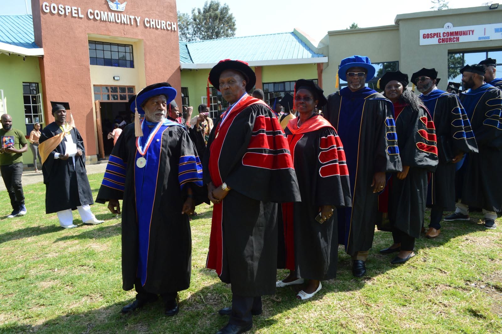 Seminary leaders gathered outside Gospel Community Church